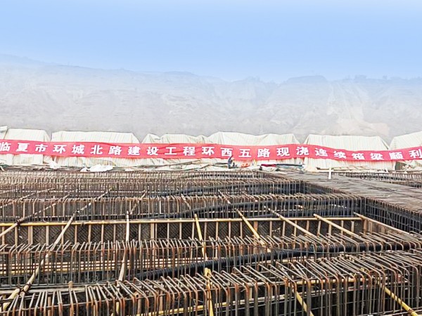疫情防控不松勁，項(xiàng)目建設(shè)不減速-----    臨夏市環(huán)城北路建設(shè)工程六區(qū)環(huán)西五路現(xiàn)澆連續(xù)箱梁順利澆筑